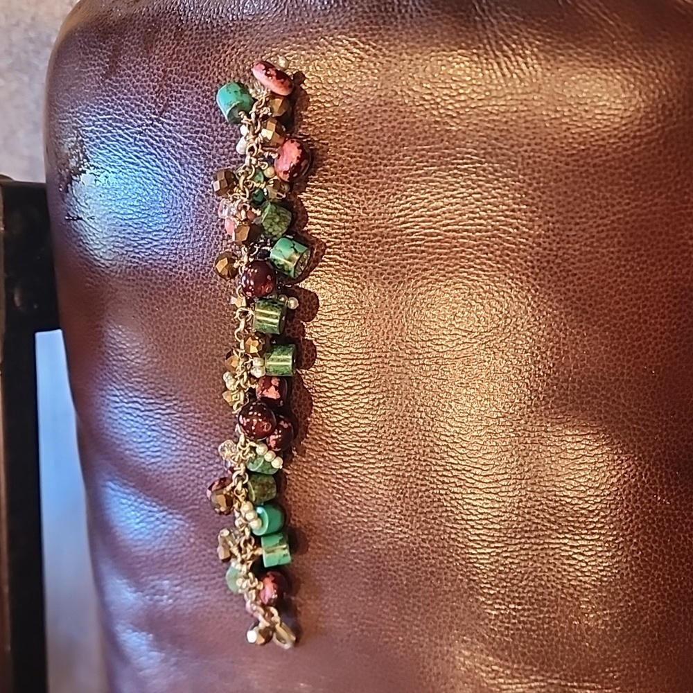 Unusual Unique Multi Color Jewel Toned Beaded Bracelet - Picture 3 of 3